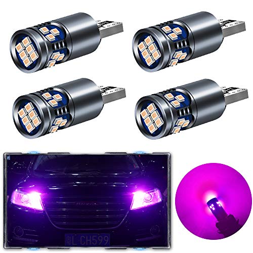 Teguangmei 4x T10 W5W Canbus LED sin Error Ultra-Alto Brillo 6000K Rosado 2016-18SMD T10 Cuña 168 194 Bombillas para Luz de Interior de Coche Luces de Lectura Luces de Techo Luces de Matrícula 12V