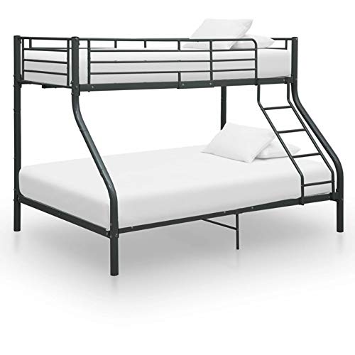 Tidyard Estructura de Litera de Metal Cama Infantil Litera para Niños con Marco Negro 140x200 cm/90x200 cm