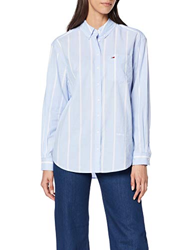 Tommy Hilfiger Stripe Detail Shirt Blusa, Azul (Serenity/Classic White 400), Medium para Mujer