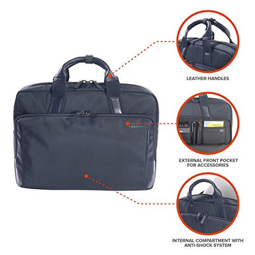 Tucano-Business Bag para Laptop 15.6" y MacBook 15", con Bolsillo Acolchado para PC, iPad y Tablet. Maletín para Ordenador portátil, Hombre-Mujer con Correa de Hombro