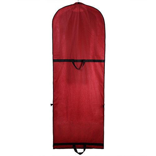 TUKA Transpirable Funda de Ropa, 180 cm x 65 cm Bolsa de Ropa Protector para Vestidos de Novia o de Fiesta, Trajes, Abrigos. 2 Accesorios Bolsillos, Bolsa portatrajes, Rojo Oscuro, TKB1001 Darkred