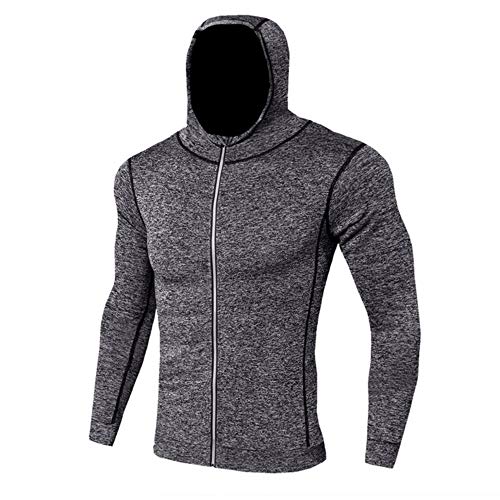 U/A Otoño Invierno Sudadera Con Capucha De Los Hombres De La Cremallera De La Chaqueta De Fitness Gris2 M