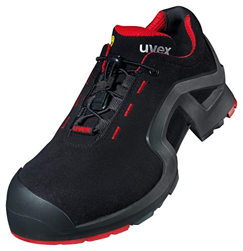 Uvex 1 X-tended Zapatos Profesional de Seguridad S3 SRC - Zapatilla Deportiva de Trabajo - Punta Antiaplastamiento de Composite - Negro - Rojo