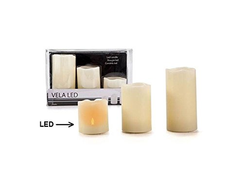 Velas Led Taco Con Pila Blanco Roto 10-8-6cm