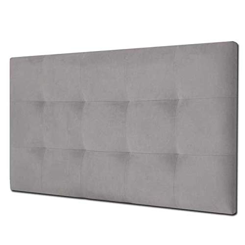 Ventadecolchones - Cabecero de Cama Tapizado Acolchado de Dormitorio con capitoné Modelo Tablet en Tela Antimanchas Essence Gris Perla y Medidas 91 x 70 cm para Camas de 90 ó 105