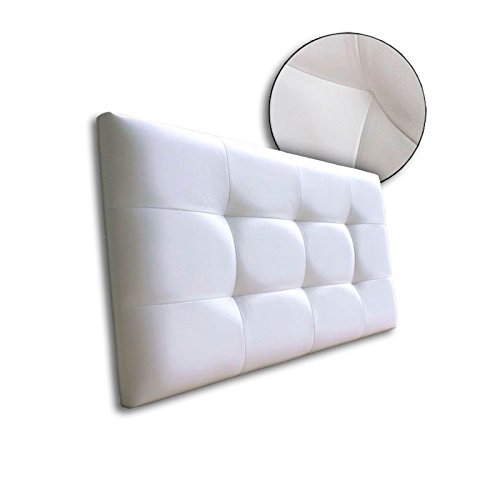 Ventadecolchones - Cabecero de Cama Tapizado Acolchado de Dormitorio en Polipiel con capitoné Modelo Tablet Blanco y Medidas 136 x 70 cm para Camas de 120 ó 135