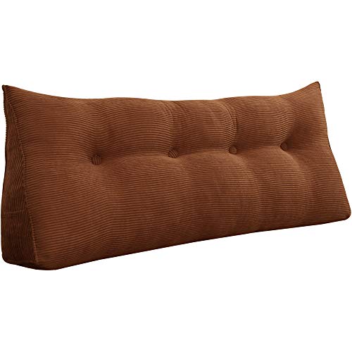 VERCART Cojín de Lectura Almohada Lumbar Espalda Triangular Cojín de Lectura Almohada de Lectura Cuña Ergonómico Dossier para Sofá Cama Pallet Castaño 120CM