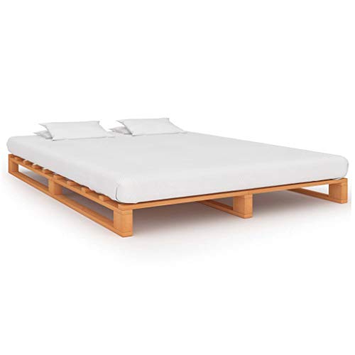 vidaXL Madera Maciza Pino Estructura de Cama Palés Mobiliario Casa Clásica Práctica Cómoda Moderna Robusta y Duradera Sin Colchón Marrón 180x200cm