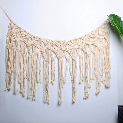 VJUKUBCUTE Gran Macrame Fringe Tapiz Decoración Boho Shabby Chic Pared Colgante Telón De Fondo De La Boda Arch Ventana Que Cubre La Cabecera Cortina, 62Cm W X 107Cm L