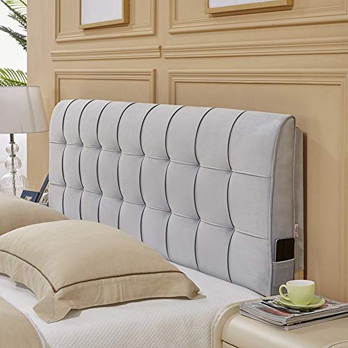 WENZHE Cabecera Cabecero Tapizado Cabeceros De Cama Cabezal Cubrecamas Estuche Blando Cama Matrimonial Almohada Espalda Grande Lavable,4 Colores,7 Tamaño (Color : Gray, Size : with headboard-180cm)