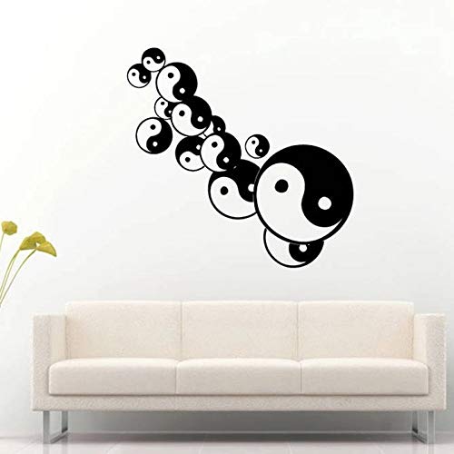 WERWN Pegatina de Vinilo para Pared Yin Yang Balance Yoga Studio Mandala Henna Mehndi Personalizado Pegatina de Pared de meditación Papel Tapiz