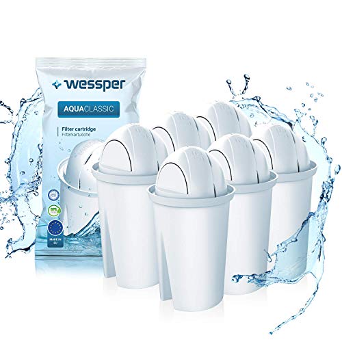 Wessper® AquaClassic Cartuchos de filtrado de Agua, Compatible con BRITA Classic, Dafi Classic, PearlCo - 6 Unidades