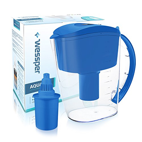 Wessper Jarra de Agua alcalina con 1 Cartucho (reemplazo para Aquaphor Art) 3,5L - Azul