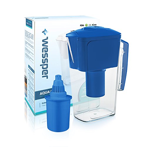 Wessper Jarra de Agua alcalina con 1 Cartucho (reemplazo para Brita Fill&Enjoy Fun) 2,5L - Azul