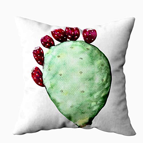 WH-CLA Pillow Cover Opuntia Cactus Fruit Indica Standard Fundas De Almohada 45X45Cm Funda De Almohada Ropa De Cama Sofá Impresión A Doble Cara Throw Pillow Funda con Cremallera Soft Squa