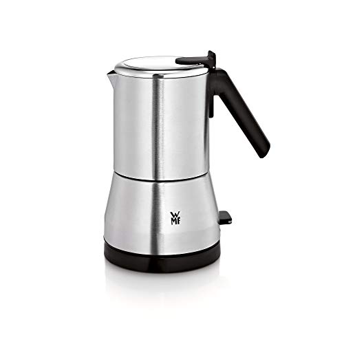 WMF Küchenminis Edition - Cafetera italiana (400 W, eléctrica, para 2 o 4 tazas, ahorra espacio, cromargan), color plateado mate