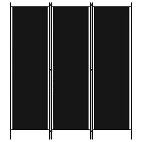 WooDlan Biombo Separador de 3 Paneles, Decoración Elegante, Separador de Ambientes Plegable, Divisor de Habitaciones, 150x180 cm (Negro)