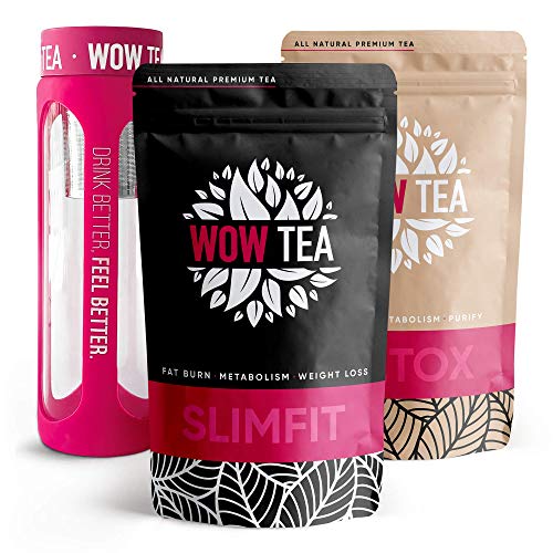 WOW TEA Kit Purificador: 21 Dias Detox Té | Té Adelgazante Para Bajar de Peso | Mezcla de Té de Hierbas Orgánicas de Desintoxicación, Control de Perdida de Peso | Botella de Infusor | 300g, Made in EU