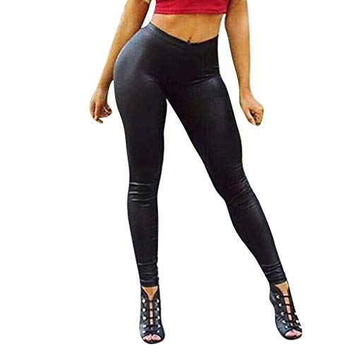 WWDDVH Pantalones de Yoga Cuero de Mujer Legging de Yoga Pantalones de Gimnasia Inferiores Bomba de Cadera de Color Pantalones de Nueve Minutos Delgados Correr Fitness