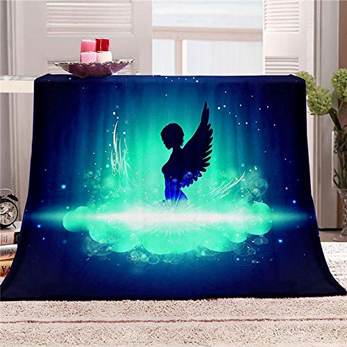 xczxc Manta de Lana Franela Chica Angel 3D impresión Microfibra súper Suave Manta de Lana, para Adultos y Niños sofá Cama Decorativo Picnic Viajar Manta 100x130cm