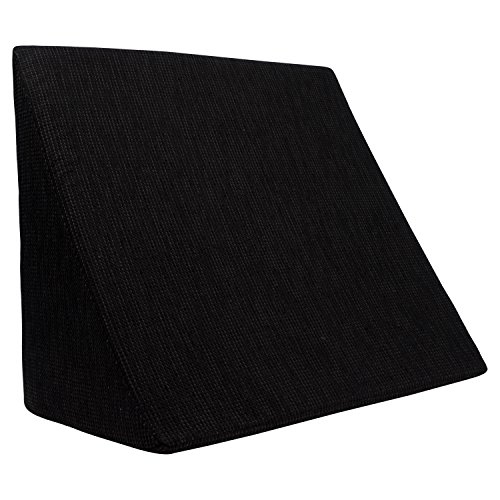 XL Almohada de cuña para sala de estar y dormitorio, cojín de lectura, almohada de relajación, respaldo flexible, cojines de embarazo, almohadas de lactancia // para tumbarse y sentarse (negro)