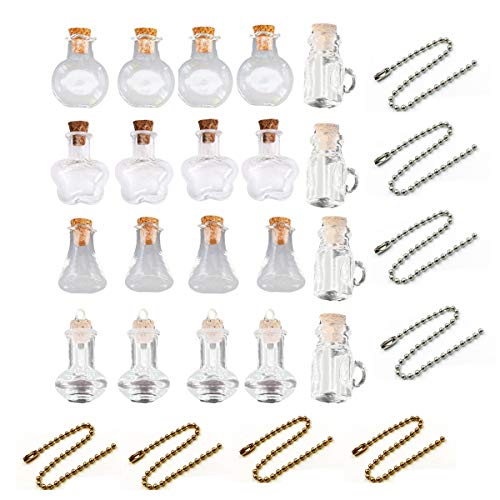 Xumier 28pcs Mini botella de deriva minibotellas de Vidrio Diferentes Tarro de corcho transparente multifuncional para regalos de cumpleaños regalos navideños manualidades de bricolaje