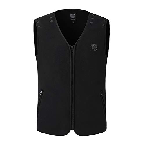 XZHU Chaqueta térmica para Hombre, Carga USB Ajustable, Chaleco Calefactor eléctrico Lavable a máquina, Apto para Acampar, Senderismo, esquí,Negro,S~L