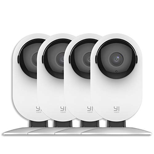 YI Cámara Vigilancia, Cámara IP WiFi 1080p Sistema de Seguridad de Full HD, Detección de Movimiento, Visión Nocturna, Audio de 2 Vias y Nube con App para iOS y Android 4 Piezas