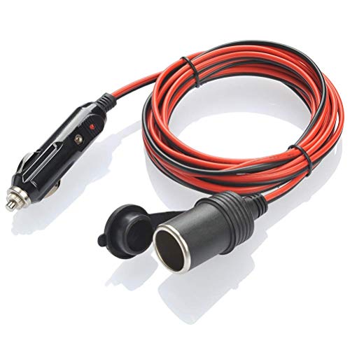 YOTINO Cable Alargador Mechero Coche 12V/24V 15A Encendedor de Cigarrillos Cable de Extensión Fusible Enchufable con Tapón Incorporado Protege los Vehículos y Equipos (3m)