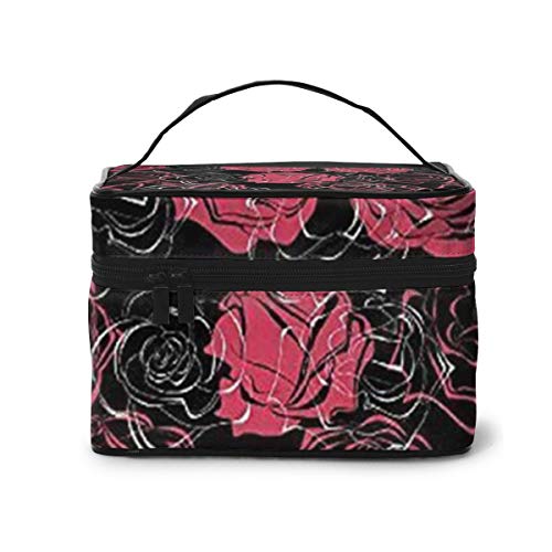 YudoHong Bolsas de Maquillaje Estilo Ombre Florecientes Floraciones de Rosas Artístico Maquillaje Grande Bolsas de cosméticos de Viaje portátiles Estuches de Trenes Profesionales