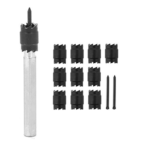 Yuhtech Kit de cortador de soldadura puntual, 13 piezas de cortador de agujeros de chapa giratorio cortador de soldadura de puntos, herramienta de brocas y 2 cuchillas de repuesto separador de panel