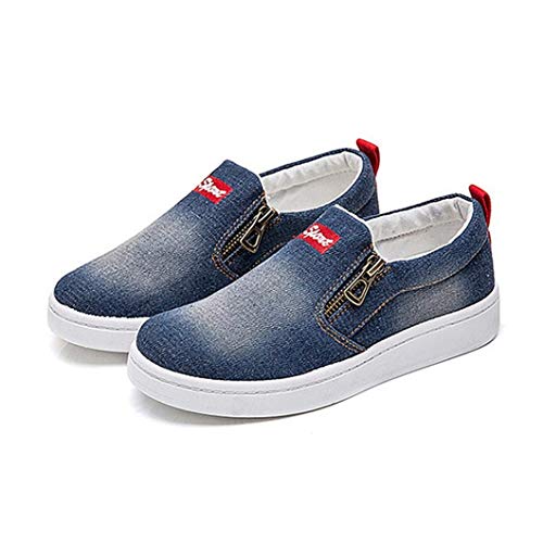 Zapatillas De Deporte De Mujer Cremallera Sólida Mocasines Casuales Plataforma De Punta Redonda Zapatos De Vulcanización De Boca Baja Pisos De Lona Zapatos Individuales Antideslizantes