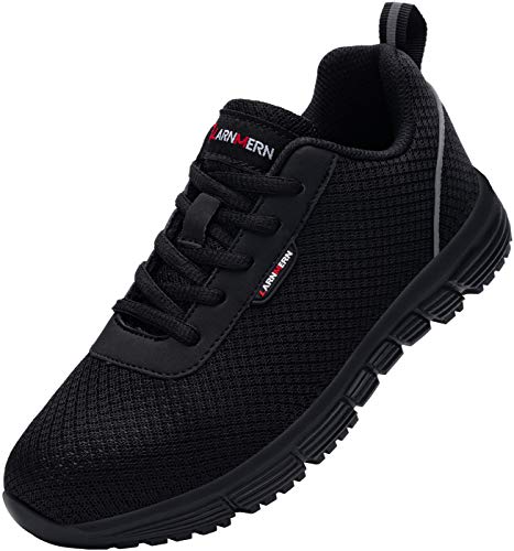 Zapatillas de Seguridad Mujer L8038 S1 SRC Zapatos de Trabajo con Punta de Acero Ultra Liviano Suave y cómodo Transpirable Antideslizante(39 EU,Negro Oscuro)