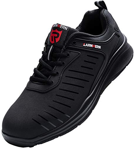 Zapatos de Seguridad S3 Hombre Mujer, SRC Antideslizante Calzado de Trabajo con Puntera de Acero Zapatillas de Seguridad Trabajo Zapatos (Black 46 EU)