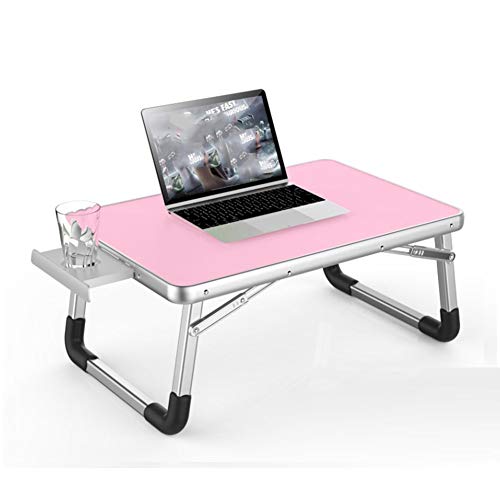 ZND Portátil Simple Soporte para Escritorio Plegable Multifunción Portátil Hospital Enfermería Mesa Cama Mesa Bandeja de Desayuno Estudiante Dormitorio Cajón Taza Tanque 3 Colores (Color: Pink), R