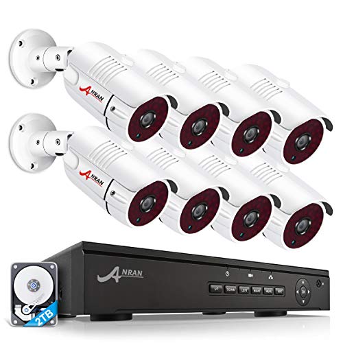 【2560P PoE】 ANRANSistema de Cámara CCTV PoE, Cámara IP 8X 5MP Sistema de Cámara de Seguridad PoE con Juego de Cámara Exterior 8CH NVR 1080P 2K, Acceso Remoto Visión Nocturna