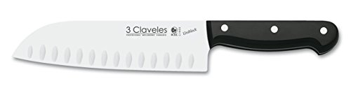 3 Claveles Uniblock Cuchillo de Cocina Santoku, Negro, 18 cm - 7"