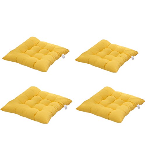 4 cómodos cojines para silla,Worsendy cojines de silla exterior,cojines de terraza,cocina de jardín Cojines de silla de comedor 40x40 cm Crema Cena silla Pad (Amarillo)