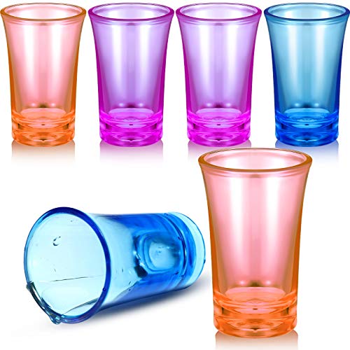 6 Piezas de Vasos de Chupito de Fiesta Tazas Coloridas de Acrílico de Chupito Juego de Vasos de Chupito con Base Pesada para Whisky, Licores, Cóctel, 1,2 Onzas