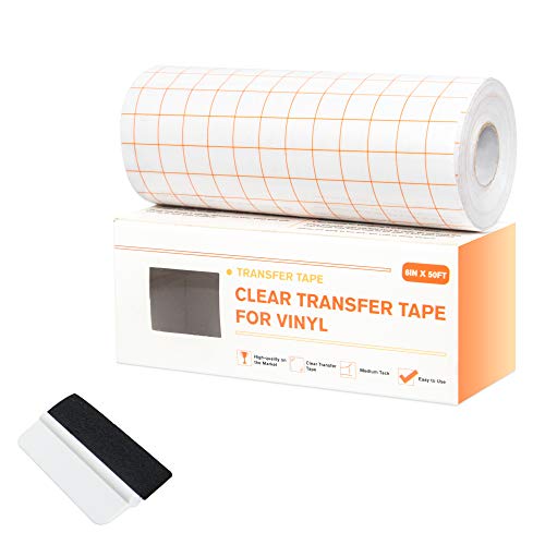 6IN * 50FT Rejilla de Cinta de Papel de Transferencia de Vinilo, Cinta de Transferencia de Vinilo, Papel de Transferencia Transparente, Letreros