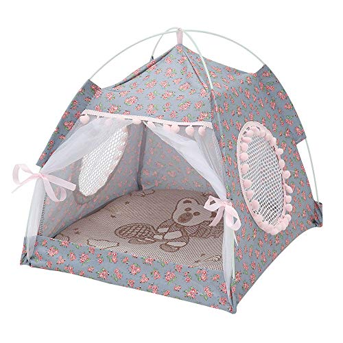 Alarmclocker8B Carpa para Perros y Gatos con cojín y Pizarra Carpa para Perros portátil y casa para Mascotas Carpa de Lona de Madera Carpa Plegable para Mascotas Carpa para Animales pequeños Bed_M