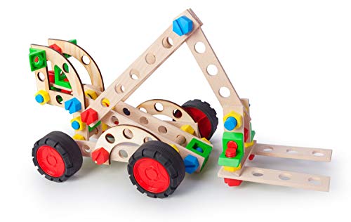 Alexander Toys Konstruktionsspielzeug- Juego de construcción de Madera, Color Carretilla elevadora 3 en 1. (AT02159)