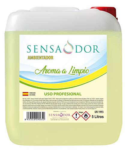 Ambientador Aroma a Limpio SENSAODOR, 5 Litros, Verde Claro, Garrafa, Profesional, Empresas, Negocio, Limpieza, Neutralizador, Quitaolor, Buen olor, Aromatizador