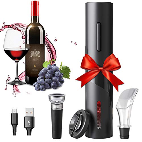 Amdo Profesional Automatico Abrelatas de Vino, Abrebotellas De Vino Carga con un USB, Cortacápsulas, Tapón de Vino Silicona, Aireador Vertedor, Restaurante, Fiesta, Gift For Family