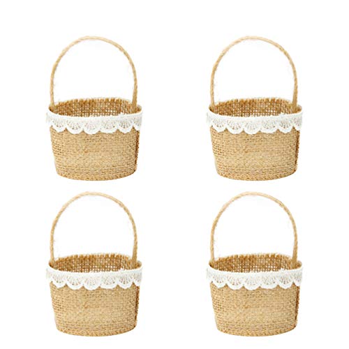 Amosfun Cesta de boda con diseño de flores para niñas, para ceremonia de boda, decoración de fiestas, 4 unidades