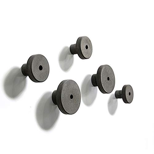 anaan Decimal Diseño Perchero Pared Hormigón Concreto Colgador Abrigos Redondo Gancho Pared Pasillo Moderno Decorativo nordico Estilo Industrial (1x Gris Oscuro L Φ8,5cm)