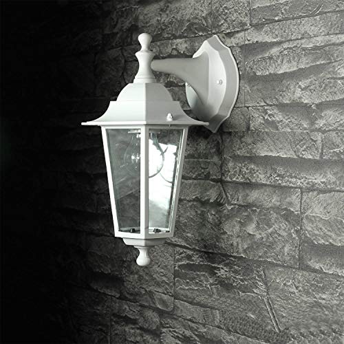 Aplique de pared para exterior PARIS vidrio aluminio blanco colgante E27 T:22cm iluminación balcón terraza jardín