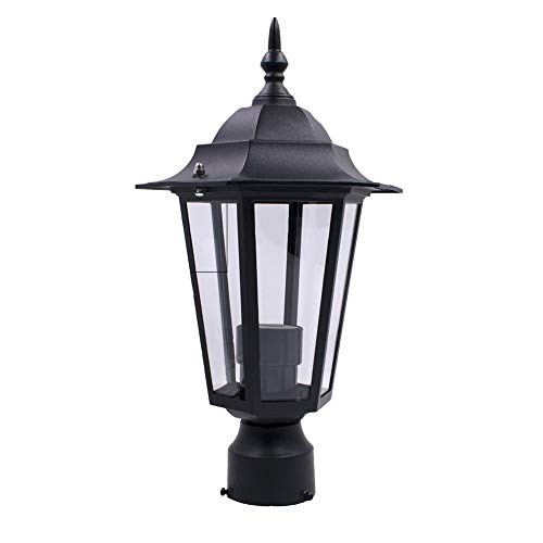 Armine88 - Farol de jardín para exteriores, farol de jardín, lámpara de pared de poste alto E27 con hexágono, lámpara de exterior impermeable para jardín, patio, terraza