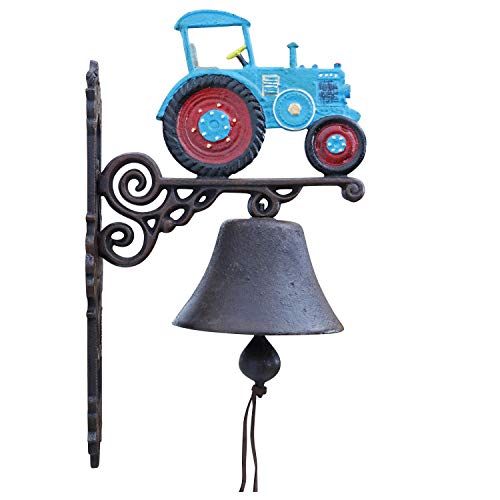 Aubaho Campana de Pared Timbre de Puerta Hierro Tractor decoración Estilo Antiguo 40cm