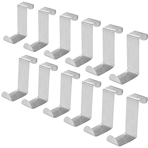 AUSTOR 12 Piezas Colgadores de Puerta Ganchos Puerta Percha de Acero Inoxidable para Puerta y Cajón (2cm - 4.5cm)